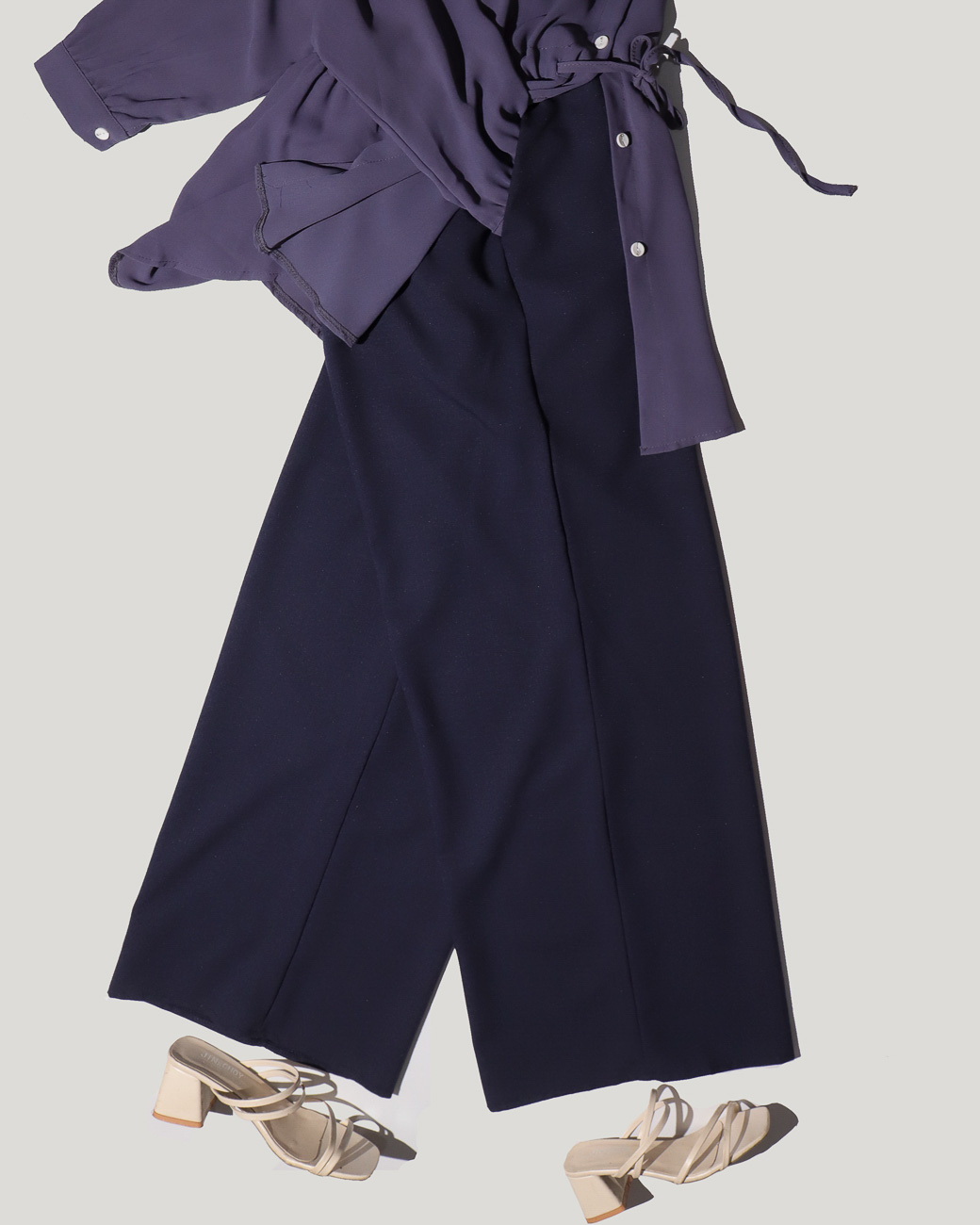 Ironless Cotton Linen Palazzo in Navy Blue (2pcs RM99)