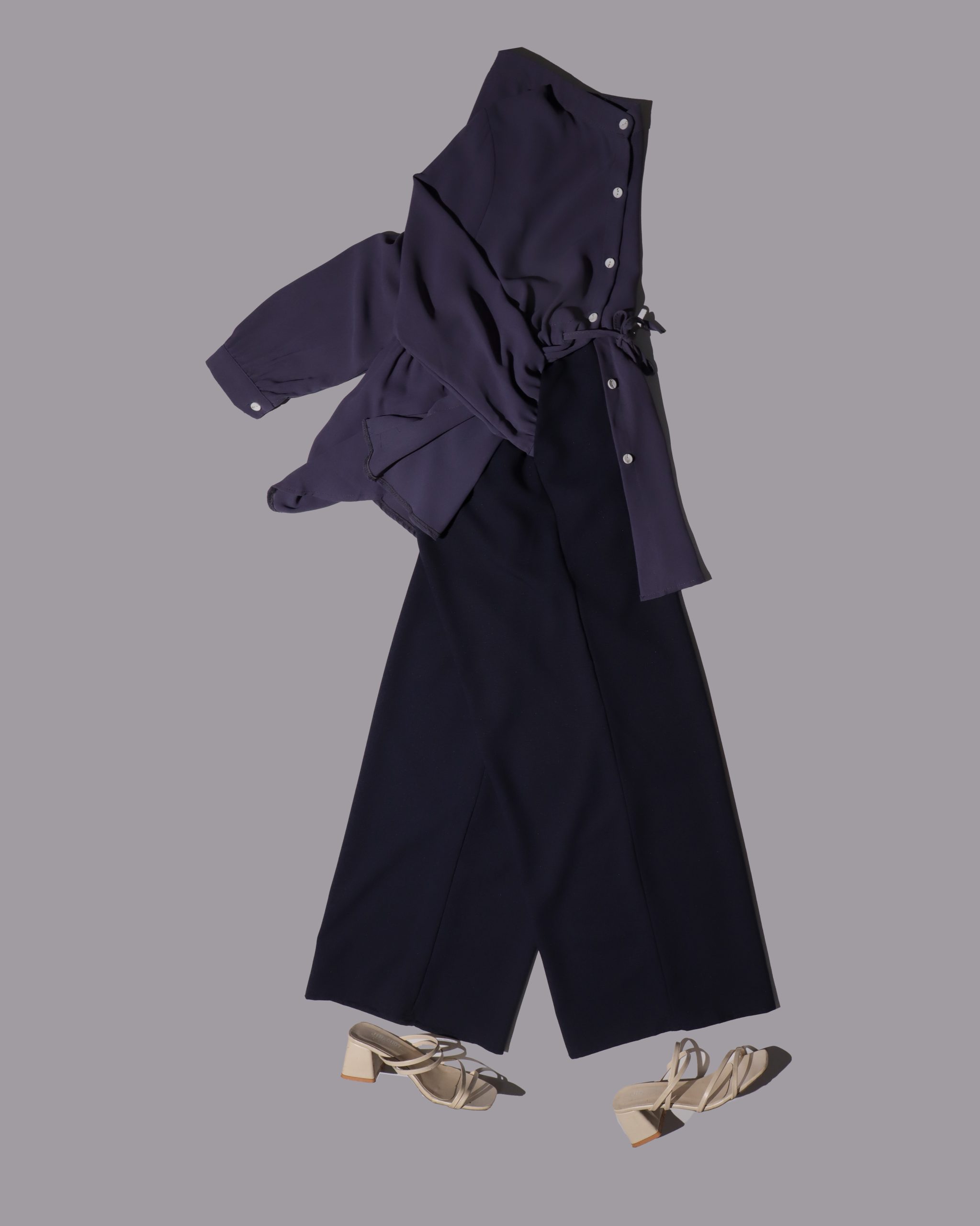 Ironless Cotton Linen Palazzo in Navy Blue (2pcs RM99)