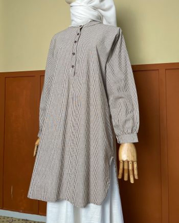 Nida Stripe Tops in Dark Brown