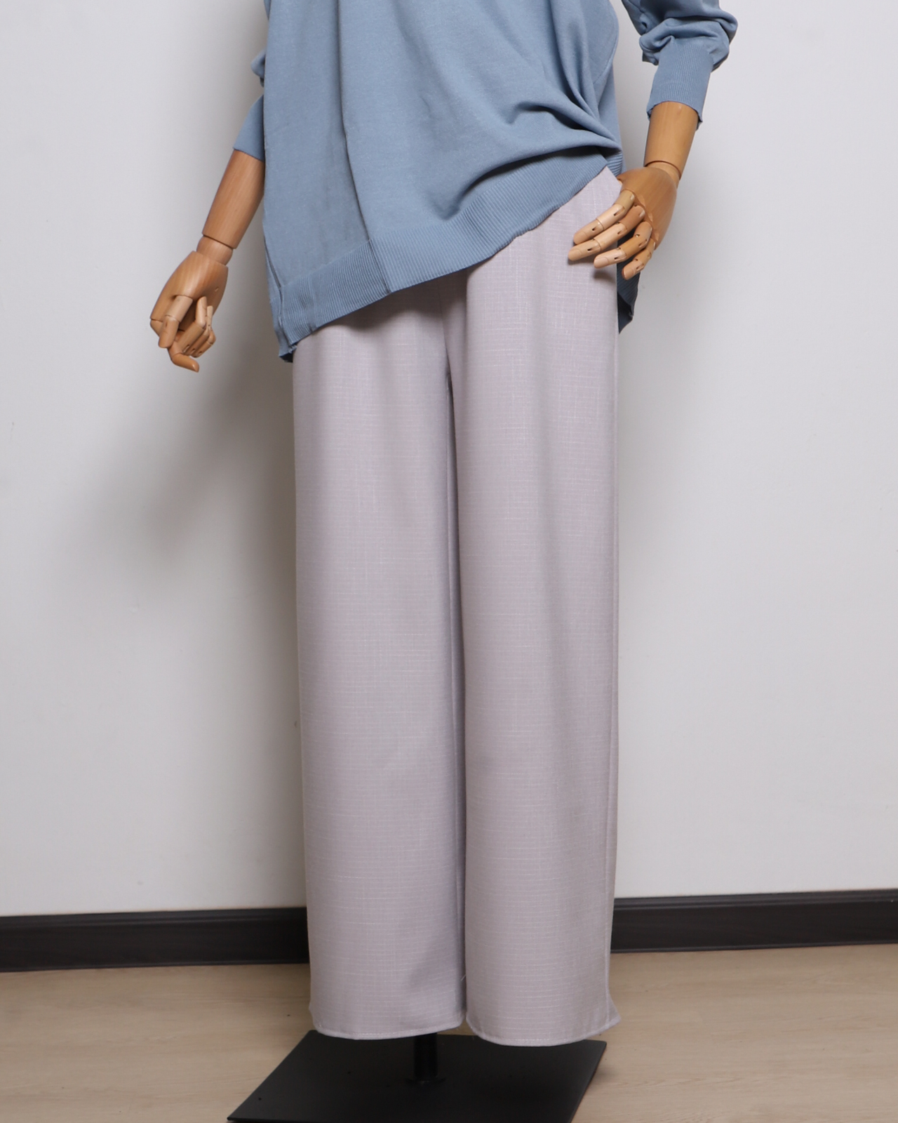 Ironless Cotton Linen Palazzo in Light Silver (2pcs RM99)